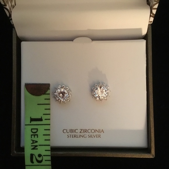 GIANI BERNINI STR SILVER CUBIC ZIRCONIA EARRINGS - Picture 2 of 4